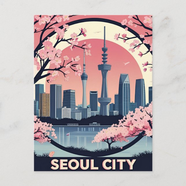 Postal Arte Retro Moderno del Horizonte de la Ciudad de S (Anverso)