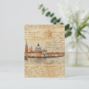 Postal Arte romántico de Venecia con guión