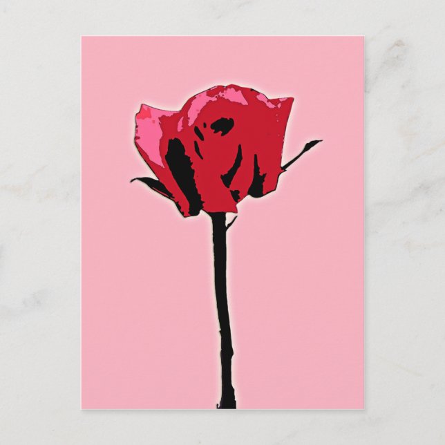 Postal Arte rosa rojo y rosa (Anverso)