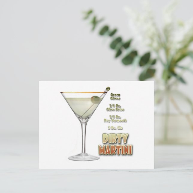 Postal Arte sucio de Martini Cocktail (Anverso de pie)