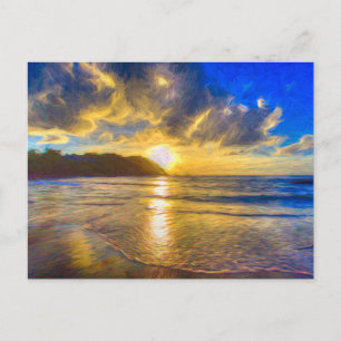 Postal Arte Sunset en la playa de Santa Lucía