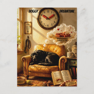 Postal Arte Surrealista de Perros Sausage O’Clock Dreamti