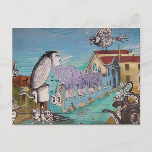 Postal arte surrealista de valparaíso (Anverso)