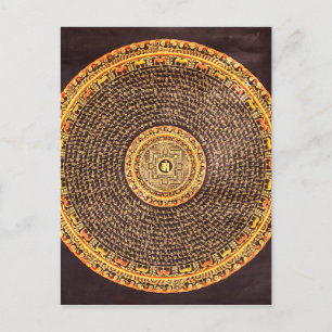 Postal Arte tibetano Mandala (oro y negro)