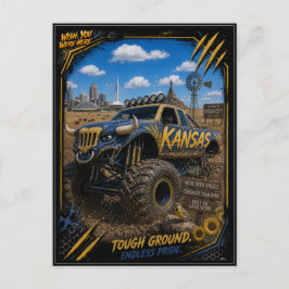 Postal Arte todoterreno de camiones monstruo de Kansas