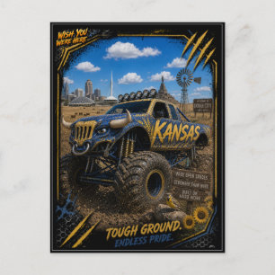 Postal Arte todoterreno de camiones monstruo de Kansas