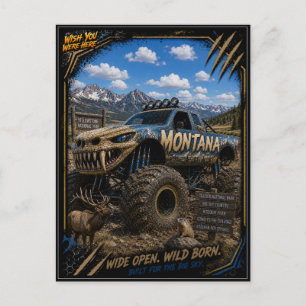 Postal Arte Todoterreno de Camiones Monstruo de Montana