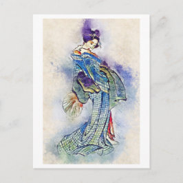 Postal Arte tradicional japonés Geisha Vintage Hokusai