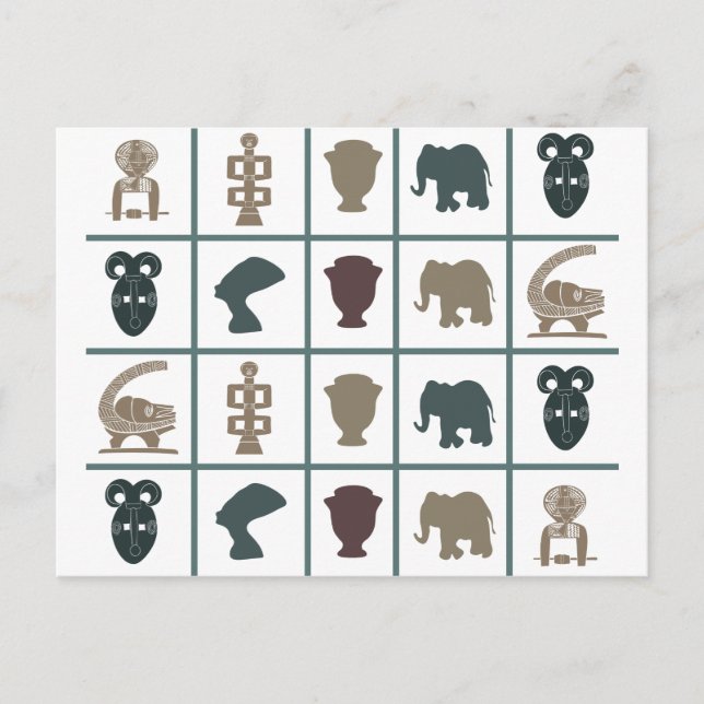 Postal Arte tribal abstracto africano (Anverso)