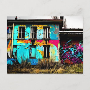 Postal Arte Urbano Edificio Abandonado Grafiti  