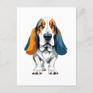 Postal Arte vectorial de anclaje basset con colores vibra