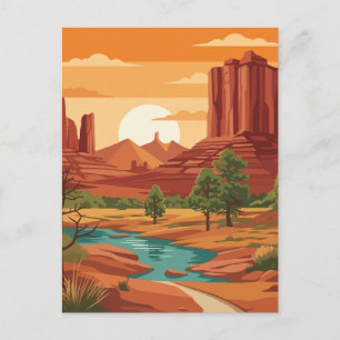 Postal Arte vectorial del atardecer en el desierto del Va
