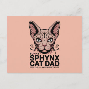 Postal Arte vectorial divertido de papá gato Sphynx