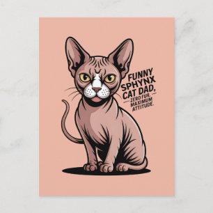 Postal Arte vectorial divertido del gato Sphynx papá
