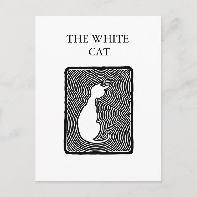Postal Arte vectorial en blanco y negro La plantilla Gato (Anverso)