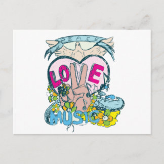 Postal arte vectorial hippie retro