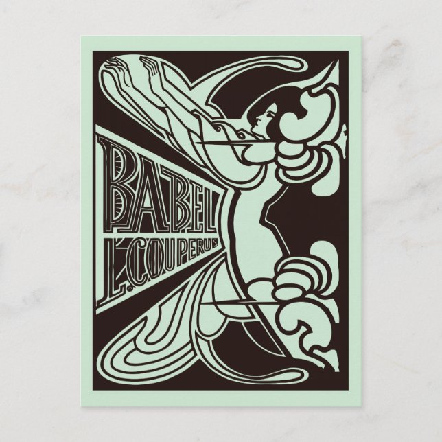 Postal Arte vectorial retro estilo noveau Babel Jan Tooro (Anverso)