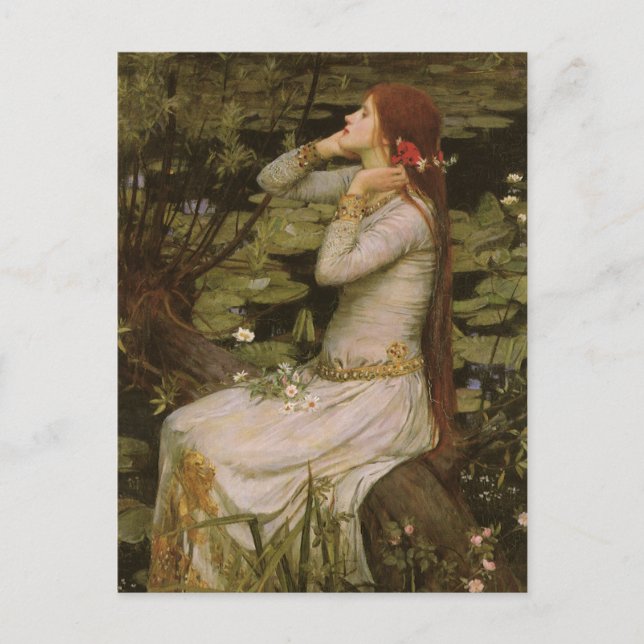 Postal Arte victoriano, Ophelia junto al estanque por Wat (Anverso)