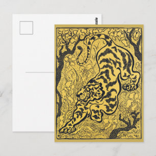 Postal Arte vintage Art Nouveau de Paul Ranson Tigre Amar