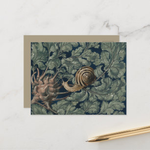 Postal Arte Vintage Botánico Art Nouveau Caracol Antiguo