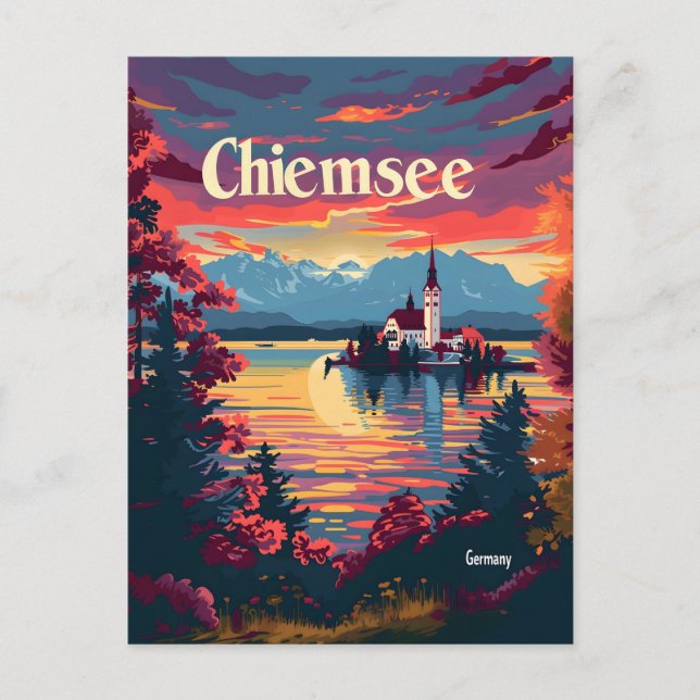 Postal Arte vintage de Chiemsee (Anverso)