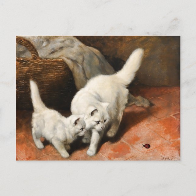 Postal Arte vintage de gato persa (Anverso)