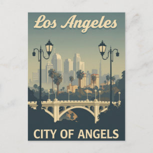 Postal Arte Vintage de Los Ángeles Ciudad de los Ángeles
