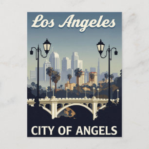 Postal Arte Vintage de Los Ángeles Ciudad de los Ángeles