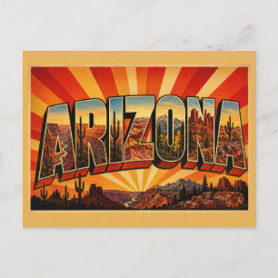 Postal Arte Vintage de Montaña Cañón del Desierto de Ariz