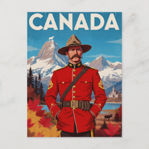 Postal Arte Vintage de Mountie de Canadá