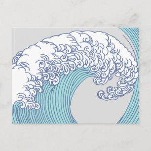 Postal Arte vintage de olas de surf Ukiyo-e japonés Costa