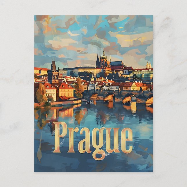 Postal Arte vintage de Praga (Anverso)