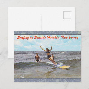 Postal Arte Vintage de Surf de Seaside Heights Nueva Jers