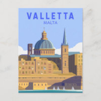 Arte vintage de viaje a La Valeta Malta