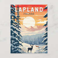 Arte vintage de viaje a Laponia Finlandia