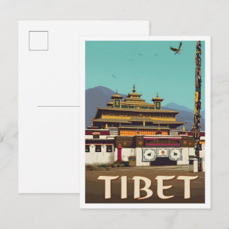 Postal Arte Vintage de Viaje a Tibet