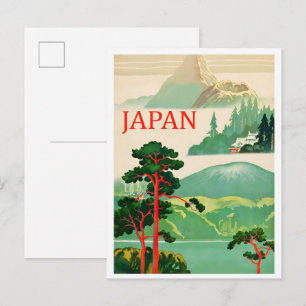 Postal Arte Vintage de Viajes Naturaleza Japón