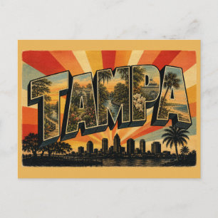 Postal Arte Vintage de Viajes Tampa Florida