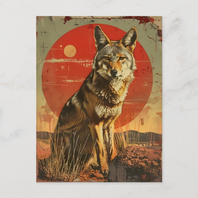 Postal Arte vintage del Coyote (Anverso)