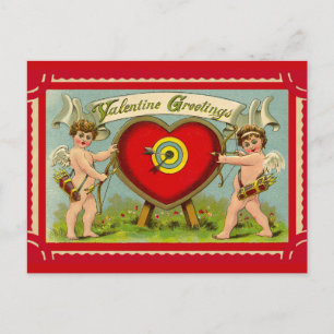 Postal Arte vintage del cupido del día de San Valentín
