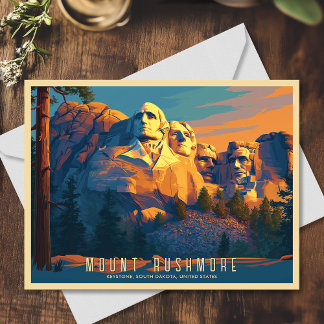 Postal Arte vintage Monte Rushmore Dakota del Sur Estados