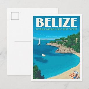 Postal Arte Vintage Viajes Belize