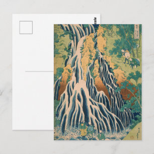 Postal Arte xilográfico de la cascada Kirifuri de Hokusai