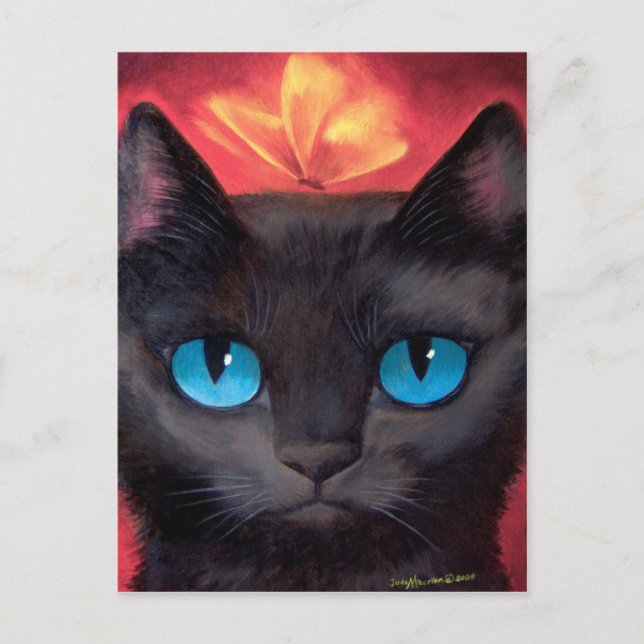 Postal Arte y mariposa para gato negro - múltiple (Anverso)