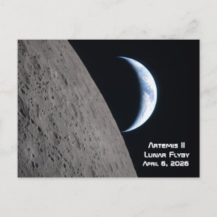 Postal Artemis II sobrevuelo lunar