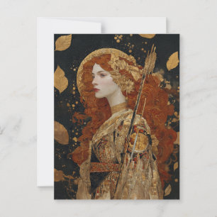 Postal Artemis: La Cazadora de Otoño Art Nouveau