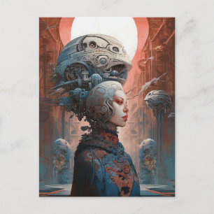 Postal Artes de ciencia ficción geomecánicas Surreal Head