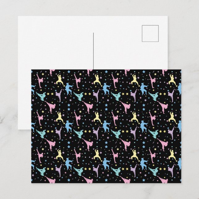 Postal Artes Marciales Karate Abstracto Estrellas Destell (Anverso / Reverso)