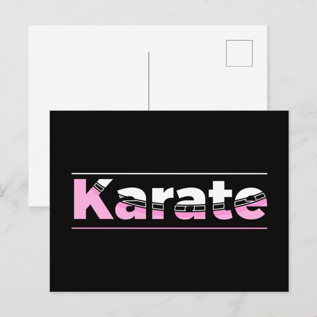 Postal Artes marciales rosadas de karate tipografía moder (Anverso / Reverso)