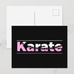 Postal Artes marciales rosadas de karate tipografía moder